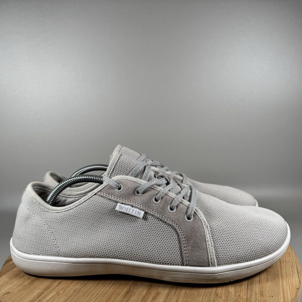 Whitin Mens Walking Shoes Lace Up Minimalist Barefoot Grey 45 EU 12 US